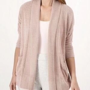 BAREFOOT DREAMS Cozy Chic Ultra Pointelle Cardigan Pink Clay